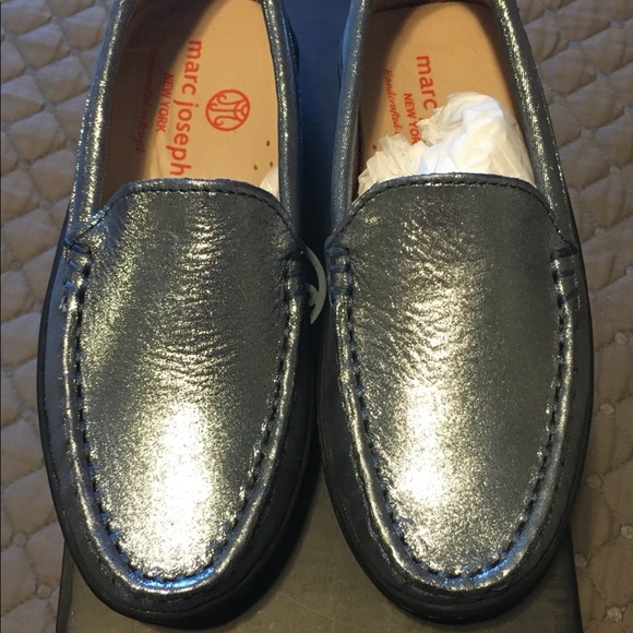 NIB *MARC JOSEPH* Broadway Navy Glimmer Brazilian Leather Boat Shoes. Kids 11. - Picture 4 of 5